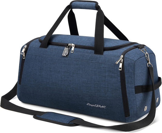 Small Gym Bag for Women, Travel Duffle Bags Anti-Theft Weekender Bag Lightweight Overnight Bag with Shoes Compartment & Wet Pocket(Blue)